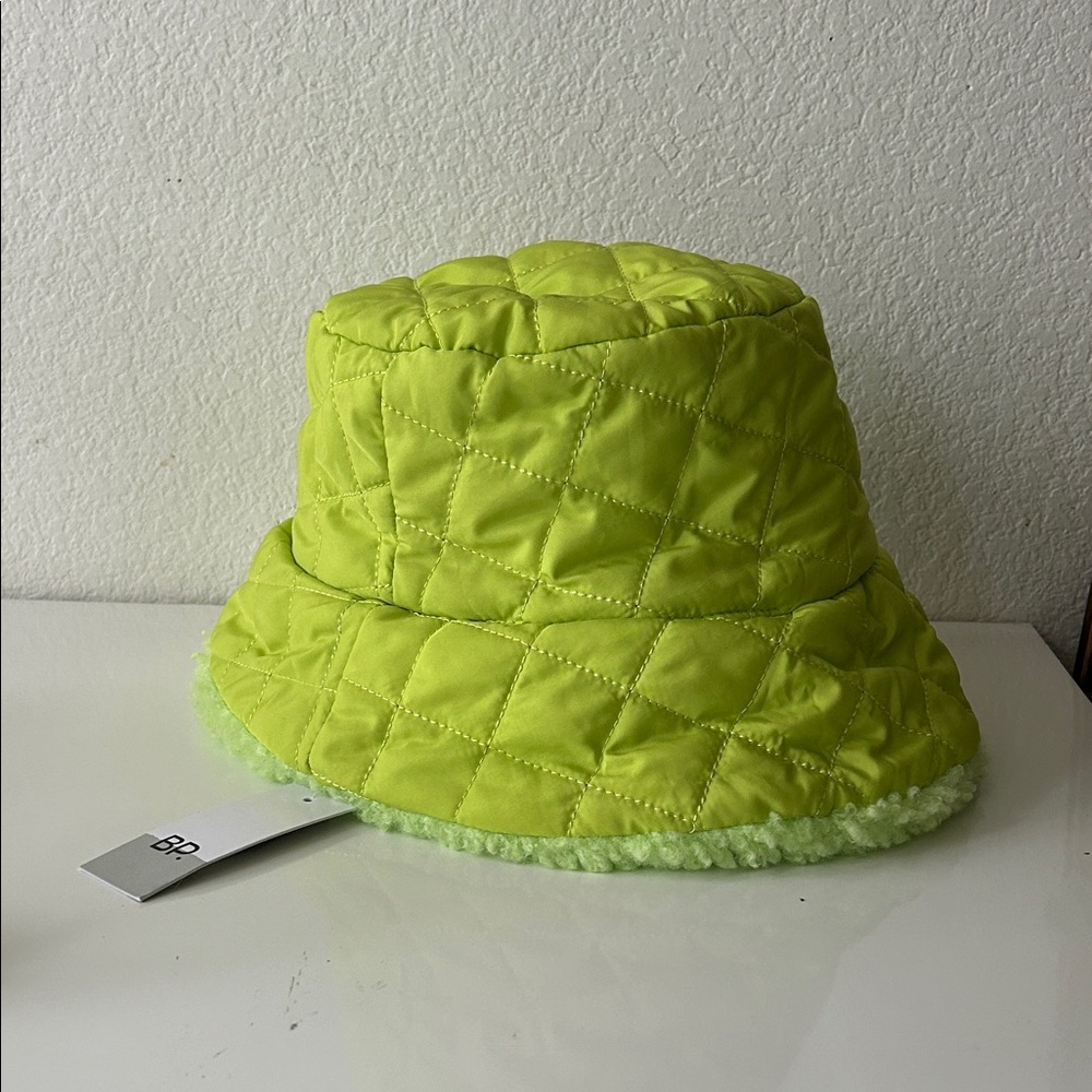Lime Green Quilted Kids Bucket Hat